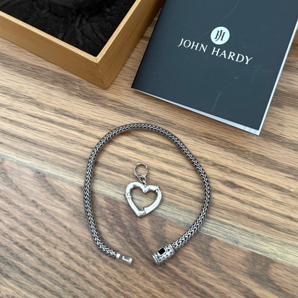 John Hardy Sterling Silver Bamboo Heart Charm Bracelet - Picture 4 of 6